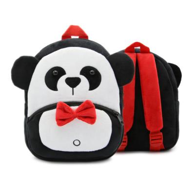 China Plush Backpack Panda With Bowknot Cartoon Kids Mini Plush Backpack for sale