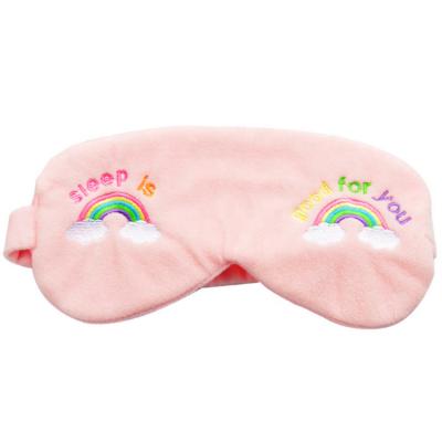 China Silk Plush Eye Mask Pink Embroidered Velvet Girls Eye Mask for sale