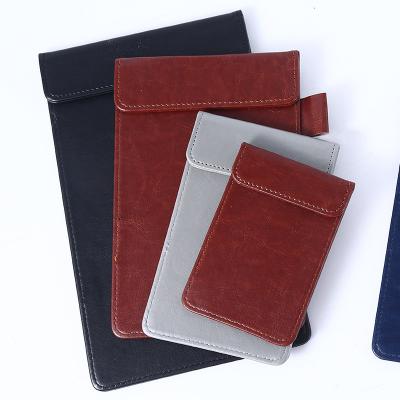 China Foldable Faux Leather Folder Folder Business Padfolio Folder Pen Loop Custom Logo Clipboard Folder Cover with Low MOQ for sale