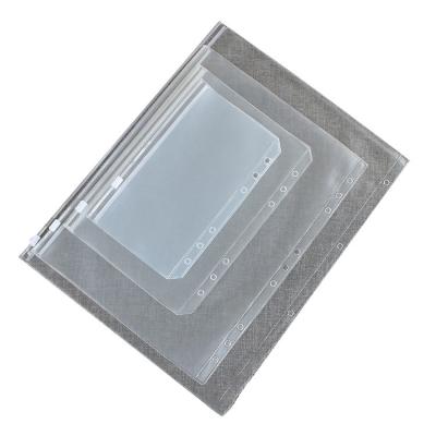 China PVC Logo Binder Pockets Custom 6 Holes Budget Cash Envelopes To Save Clear Zipper Folders Loose Leaf Bags With Low MOQ for sale