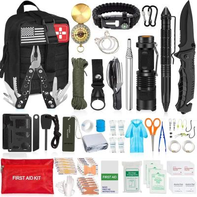 China Outdoor Camping Hiking Traveling First Aid Kit Emergency Survival Kit Professional Survival Gear Tool Kit 126Pcs With Molle Pouch For Camping for sale