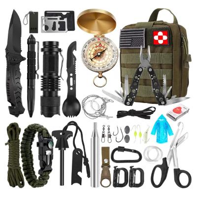 China Outdoor Camping Hiking Travel 32 In 1 Professional Emergency Survival Gear Equipment Tools First Aid Kit For Camping for sale