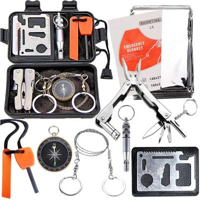 China Outdoor Camping Hiking Removal 7 in 1 Survival Kit Outdoor Emergency Gear Kit for Camping Hiking Removal for sale