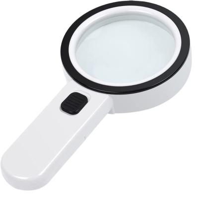 China ABS+Double Glass Len Handheld Magnifier Reading 30X Lens 12LED Light Magnifier for sale