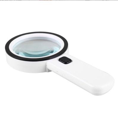 China ABS+Double Glass Len 30X Large Handheld 12 LED Magnifier Illuminated Lighted Magnifying Glass For Indicating Inspection for sale