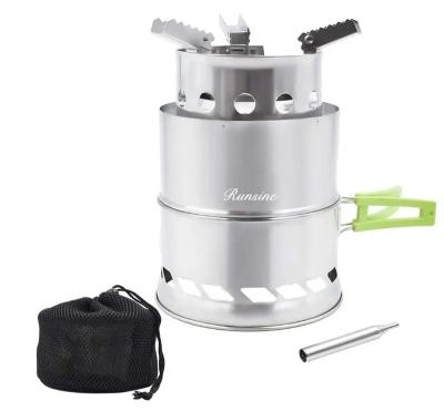 China Wood Burning Camp Stove , Portable Folding Stove Stainless Steel Wood Backpacking Stove For Outdoor Survival With Blow Fire Tube < 1L for sale