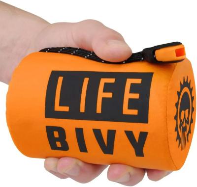 China Envelope Type Rescue Sleeping Bag Film PE Material Survival Sleeping Bag Aluminum Emergency With Survival Whistle Orange for sale