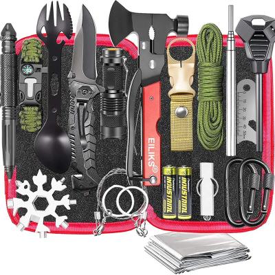 China Gear and Survival Gear Kit 20 in 1, Emergency Escape Tool with Axe, Cool Instrument Ideas for Camping Hiking Fishing Hunting 1L for sale