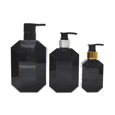 China 120ml 250ml 400ml PETG Empty Plastic Square Shampoo Bottle Black Hair Care Lotion Pump Bottle Cosmetic Shampoo Bottle for sale