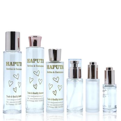 China HAPUTA 60ml 80ml 120ml 200ml 250ml Cosmetic Clear Lotion Bottle Dropper Cosmetic Packaging Bottle Set For Skin Care Serum Essential Oil for sale