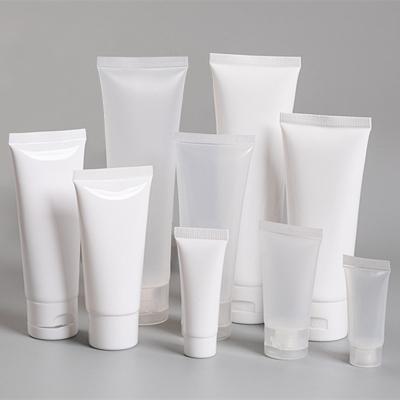 China Custom White Transparent Personal PE Cosmetic Squeeze Packaging 30Ml 50Ml 100Ml 150Ml Skin Care Plastic Tubes With Flip Cover for sale