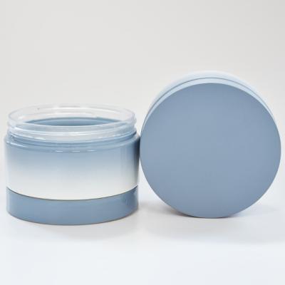 China 250ml Gradient Eco-Friendly Wholesale Hot Sale Matte Light PET Cosmetic Jar Plastic Skin Care Cream Jar With Blue Lid for sale