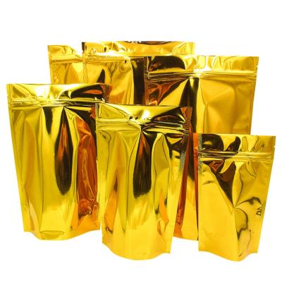 China 2021 Hot Selling Gold Moisture Proof Custom Printed Mylar Bag Smell Proof Small Stand Up Bag In Stock for sale