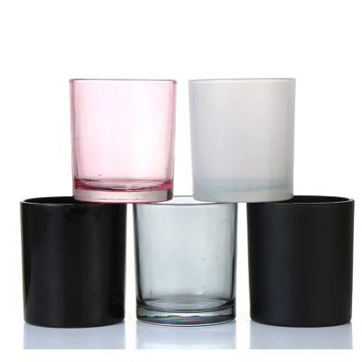 China High Quality Home Bar Hotel Restaurant Home Candle Holder Empty Frosted Glass Candle Jars Glass For Candle Making for sale