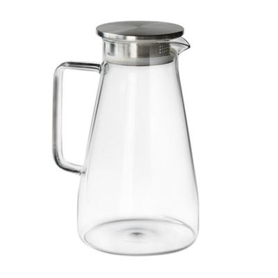 China Viable Custom Hot Glass Cup Juice Tea Coffee Ice Cold Water Maker Borosilicate Glass Clear Water Jug for sale