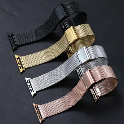 China Milanese Stainless Steel Loop Strap Stainless Steel Band For Apple Watch Series 5 6 Strap 45 7 Metal Strap 44 42 41 40 38 Mm Strap For Iwatch 4 5 for sale