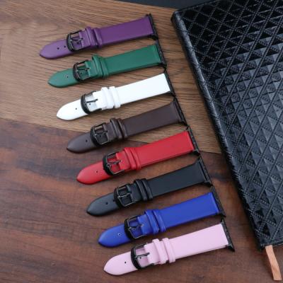 China Leather Soft Genuine Leather Watchband For Smart Watch 38-40-41mm Black Replacement Strap Band 42-44-45mm For iWatch 7 6 5 4 3 2 1 for sale