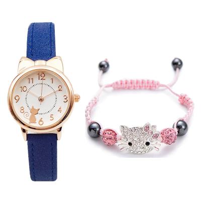 China Cute Wristband Kids Watches Cute Leather Strap Quartz Wristwatches For Women Gift Good Quality Pink Blue Clock Relogio Femenino for sale