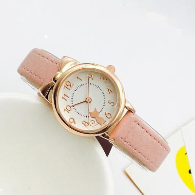 China Children Fashion Casual Girl Watch Kids Cute Genuine Leather Strap Cat Watches Waterproof Lovely Kid Children To Watch Make Your Own Brand for sale