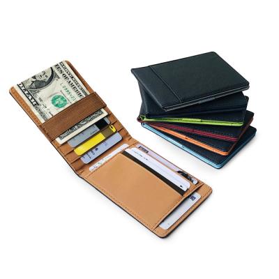 China PU Money Clips Slim Simple Leather Wallet Elastic Band Business ID Credit Card Holder for sale