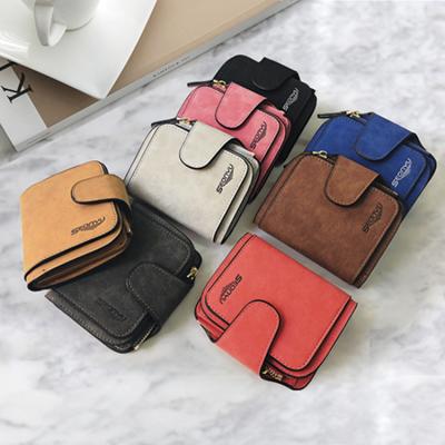 China Women Waterproof Fashionable Durable Zipper Solid Color Short Smart Wallet Purse For Lady WT219 for sale