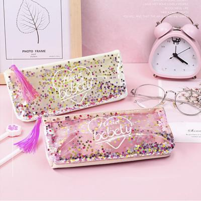 China No Bebeti Korean Style Color Sequin Transparent Pencil Case for sale