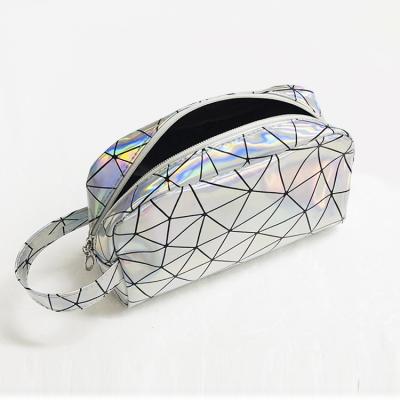 China Geometric Glitter Makeup PU Japan Style Travel Cosmetic Pouch Bag for sale