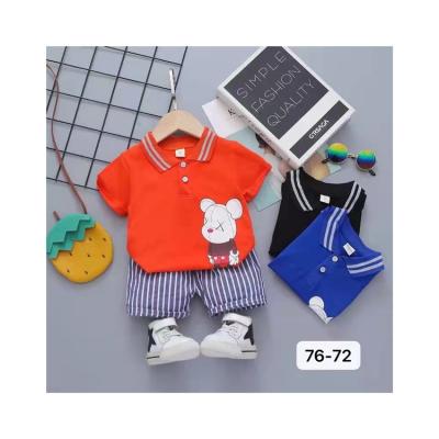 China Summer Casual Direct Set Children Stripe Pattern Cotton Factory Fashion Fashion Two Pieces Breathable Short Sleeve Clothes for sale