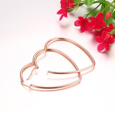 China TRENDY Fashion High Quality Waterproof Stainless Steel Simple Geometric Jewelry Gold And Silver Big Heart Shaped Hoop Earring for sale