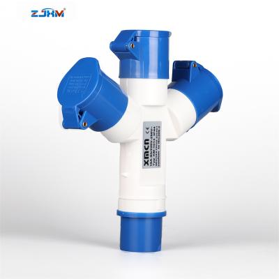 China ZJXM 3 way ip44 multi industrial industrial plug and socket for sale