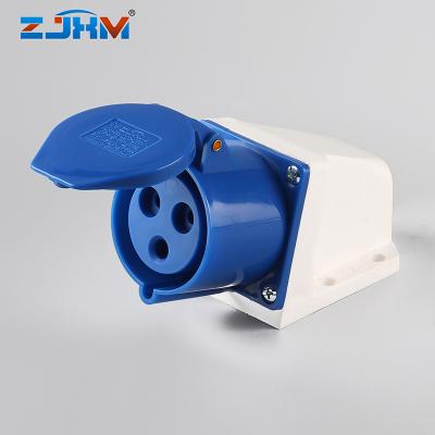 China ZJXM XM-123 Industrial Blue 32a Industrial Wall Socket Surface Mount Female Sockets for sale