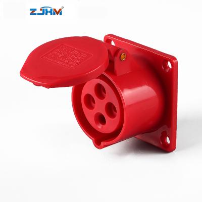 China XM-314 16amp industrial industrial socket surface panel mounted red plastic sockets female 220V 3p n for sale