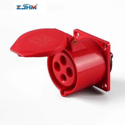 China XM-324 32amp industrial industrial socket surface panel mounted red plastic sockets female 220V 3p n for sale