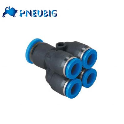 China Garment Shop PXG Series Plastic Five Way Pneumatic Joint Y Hose Fitting for sale