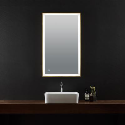 China Rectangle Stainless Steel Framed Illuminated Backlit Bathroom Mirror With LED Light for sale