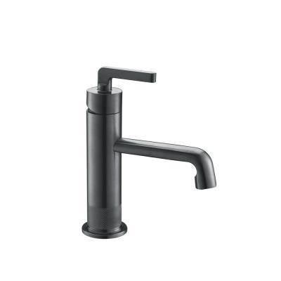 China Luxury Metered Faucets Design Basin Faucet Deck Mounted Brass Hot Cold Water Mixer Single Handle Brushed Black Gunmetal Bathroom Sink Faucet for sale