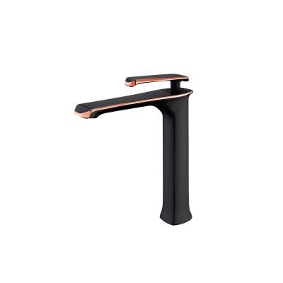 China Modern Luxury Faucet Series Black And Rose Gold Finish Brass Hand Basin Faucet for sale