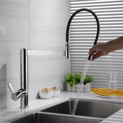 China Sense Faucets Style New Pull Out Brass Kitchen Faucet Sink Mixer 180 Degree Rotatable Water Spout Silicon Hose Kitchen Faucet 2 for sale