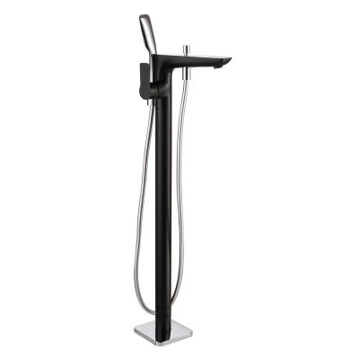 China Freestanding Slide Bar Taphome Modern Freestanding Tub Mixer Bath Shower Faucet Brass And Chrome Floor Mounted Black for sale