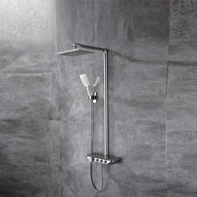 China With Sliding Bar Luxury Wall Mounted Chrome Finish 3 Way Brass Shower Mixer Tap for sale