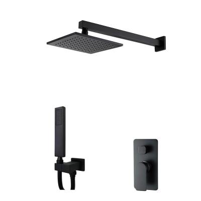 China Without Brass In-wall Matt Black Finish Ceramic Cartridge Sliding Bar Concealed Shower Faucet for sale