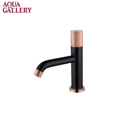 China Modern Hot Sales Design High Quality Black And Rose Golden Finished Brass Basin Faucet for sale