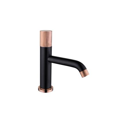 China Metered Faucets New Type Knurling Handle Bathroom Taps cUPC Basin Sink Faucet Brass Black + Rose Gold Singel Lever Round Shape Water Mixer for sale