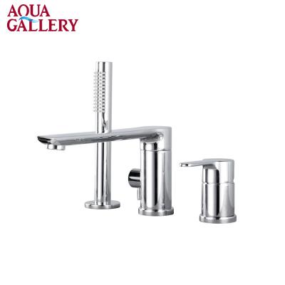 China Without Chromed Three Piece Slide Bar Bathtub Faucet With Hand Spray Bathtub Mixer Tap 3 Hole Deck Mounted Shower Faucet Set for sale