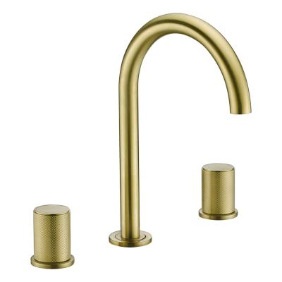 China Newest Luxury Brushed Hot Cold Cold Thermostatic Faucets Single Deck Mounted Brass Basin Mixer Tap for sale