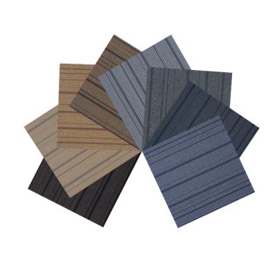 China Office Commercial Modular Nylon Tiles Striped Non Slip Carpet Tiles 50x50 Plain Carpet for sale