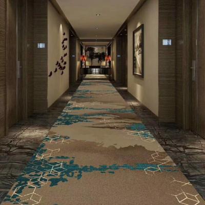 China Luxury hotel non-slip home wool roll printed banquet room wedding hallway carpet fireproof wall to the wall for sale