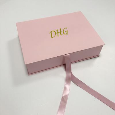 China Recyclable Luxury Pink Weave Package Hair Extension Packaging Gift Box Custom Logo for sale