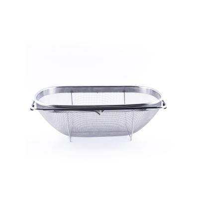 China Viable Over The Sink Strainer Strainer Basket Stainless Steel For Kitchen Sink With Rubber Handle Good Mesh Stainless Steel for sale