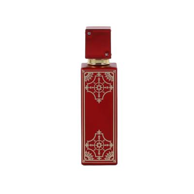 China GIFT Brand 43*43*61 Luxury Clear Empty Style Spray Glass Perfume Red Square Shaped Oil Bottles for sale